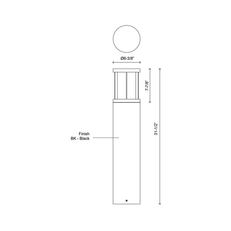 Kuzco Alden 31in 1-Light LED Exterior Bollard | Black Die-Cast Aluminum and Frosted PC Diffuser | Pathway & Driveway Landscape | Model EB49031-BK-UNV