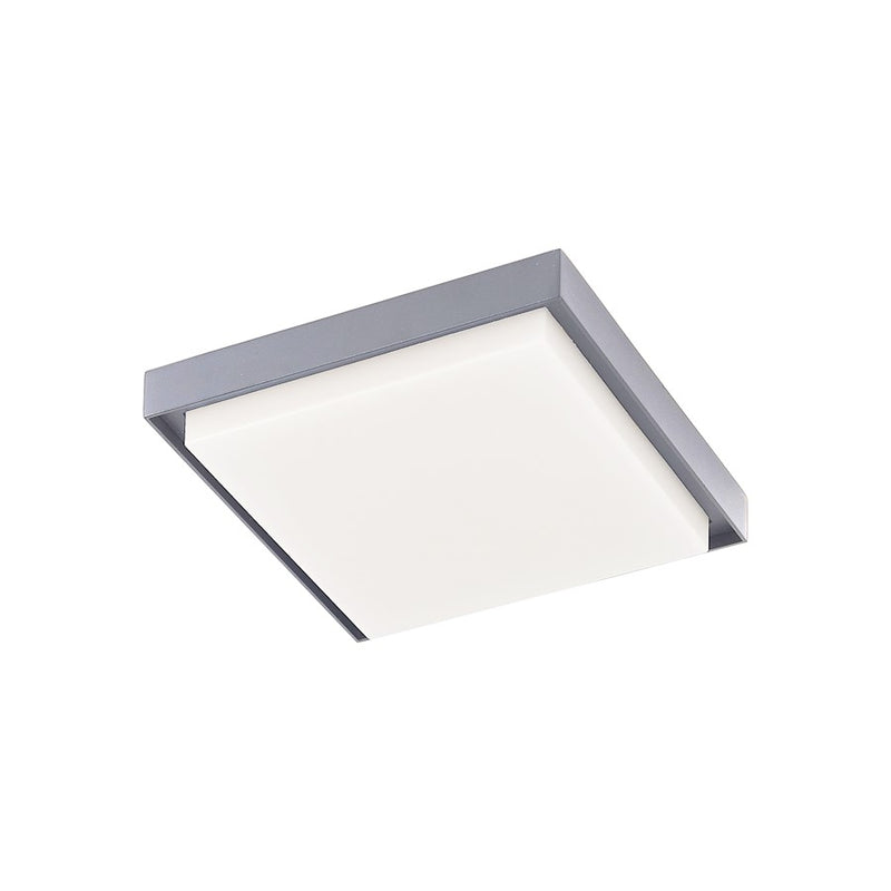 Kuzco Ridge 8in 1-Light LED Exterior Ceiling Mount | Modern Gray Cast Aluminum and White PC Diffuser | Outdoor Patio & Entryway | Model EC34509-GY