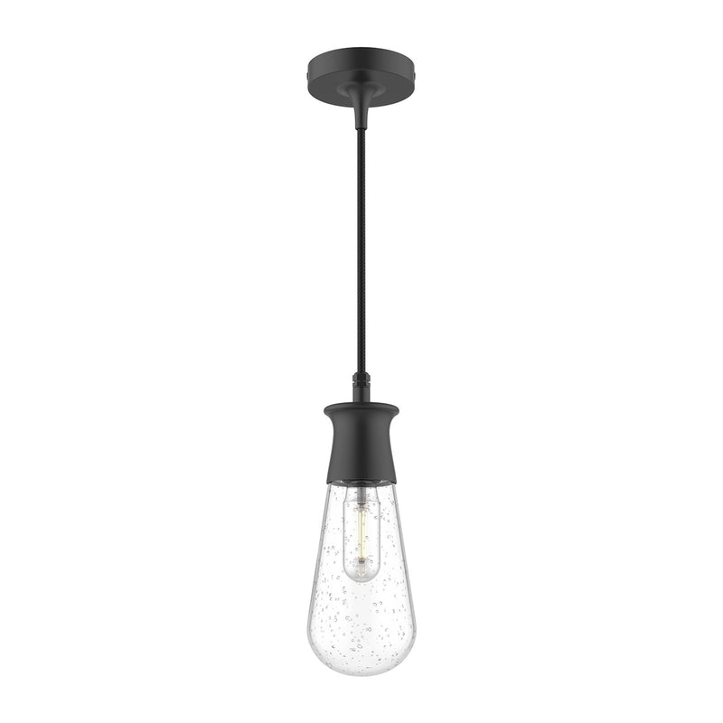 Kuzco Marcel 4in 1-Light Pendant | Modern Clear Bubble Glass and Textured Black Aluminum | Covered Patio & Entryway | Model EP464001BKCB