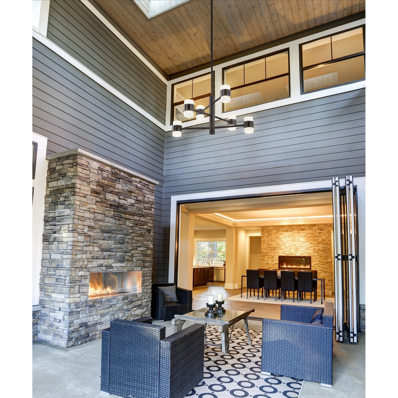 Kuzco Copenhagen 24in 36W LED Exterior Pendant | Black Clear Molded Glass | Covered Patios & Entryways | 11.75 x 24 in | Model EP48224-BK