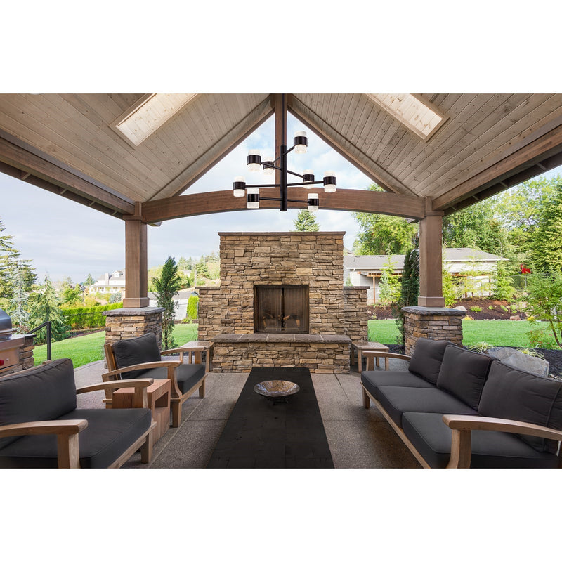 Kuzco Copenhagen 24in LED Exterior Pendant | Black Clear Molded Glass | Covered Patio & Entryway | 15.75 x 24 in | Model EP48232-BK