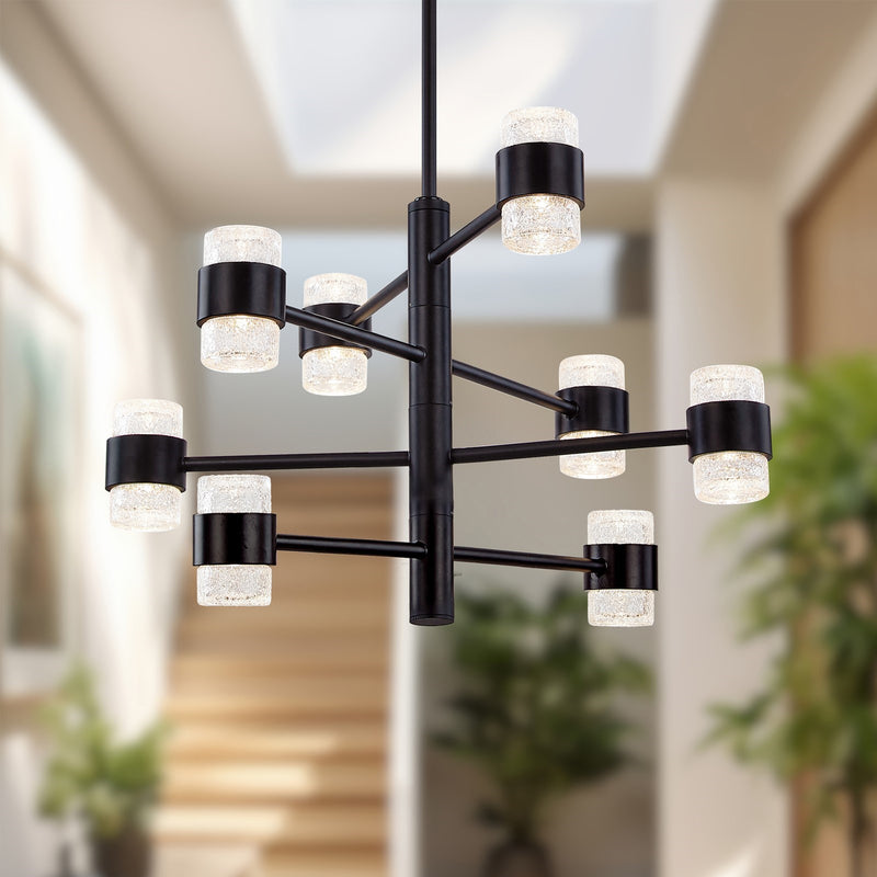 Kuzco Copenhagen 24in LED Exterior Pendant | Black Clear Molded Glass | Covered Patio & Entryway | 15.75 x 24 in | Model EP48232-BK