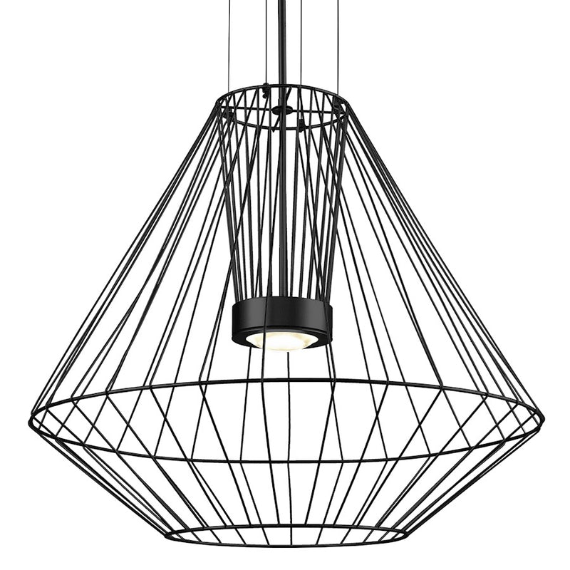 Kuzco Arctic 28in LED Exterior Pendant | Black Steel and Clear Convex Glass Lens | Covered Patio & Entryway | 31.5 x 27.5 in | Model EP68428-BK