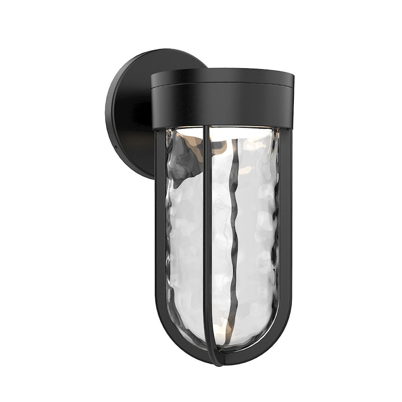 Kuzco Davy 9in 1-Light LED Outdoor Wall Sconce | Modern Black Aluminum and Frosted PC Diffuser | Entryway & Patio Accent Light | Model EW17611-BK