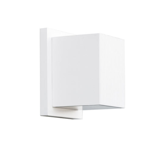 Kuzco Mavis 5in LED Exterior Wall Sconce | White Powder-Coated Cube with Frosted Glass | Covered Patio & Entryway | 1200lm, 3000K | Model EW4405-WH