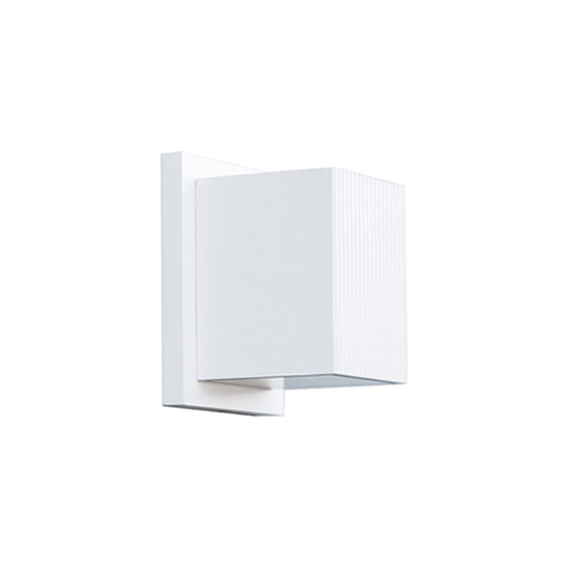 Kuzco Mavis 5in LED Exterior Wall Sconce | White Powder-Coated Cube with Frosted Glass | Covered Patio & Entryway | 1200lm, 3000K | Model EW4405-WH