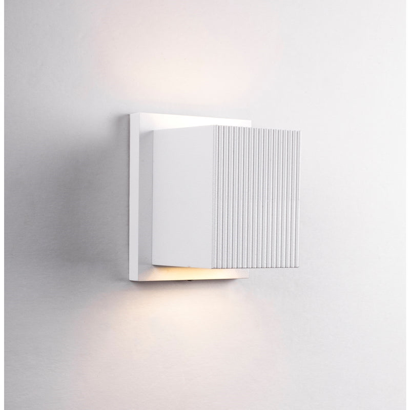 Kuzco Mavis 5in LED Exterior Wall Sconce | White Powder-Coated Cube with Frosted Glass | Covered Patio & Entryway | 1200lm, 3000K | Model EW4405-WH