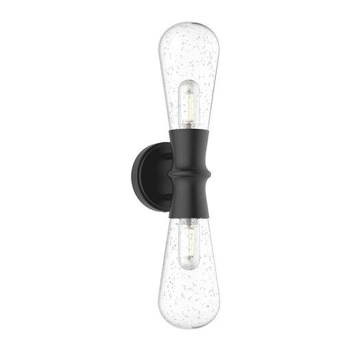 Kuzco Marcel 5in 2-Light Wall Sconce | Modern Textured Black and Clear Bubble Glass | Covered Patios & Entryways | 5 x 21 in | Model EW464002BKCB