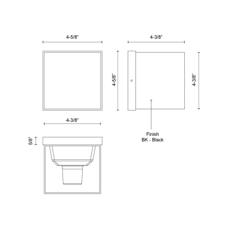 Kuzco Helsinki 3in LED Exterior Wall Sconce | Black and Clear Acrylic | Covered Patio & Entryway | 3.25 x 6.75 in | Model EW48003-BK-UNV