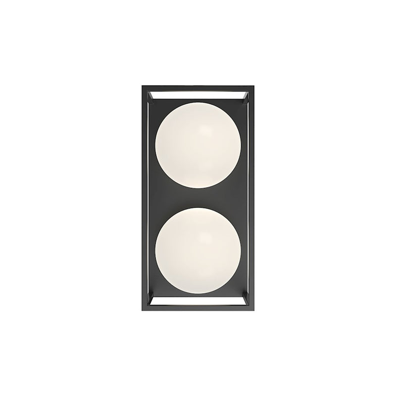 Kuzco Alora Mood Amelia 13in 2-Light Exterior Wall Sconce | Industrial Black Aluminum and Matte Opal Glass | Covered Patios | Model EW519213BK