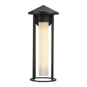 Kuzco Tenko 18in 1-Light Outdoor Wall Sconce | Japandi Black Aluminum and Glossy Opal Glass | Covered Patio & Entryway | Model EW526318BKGO