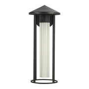 Kuzco Tenko 18in 1-Light Outdoor Wall Sconce | Japandi Black Aluminum and Glossy Opal Glass | Covered Patio & Entryway | Model EW526318BKGO