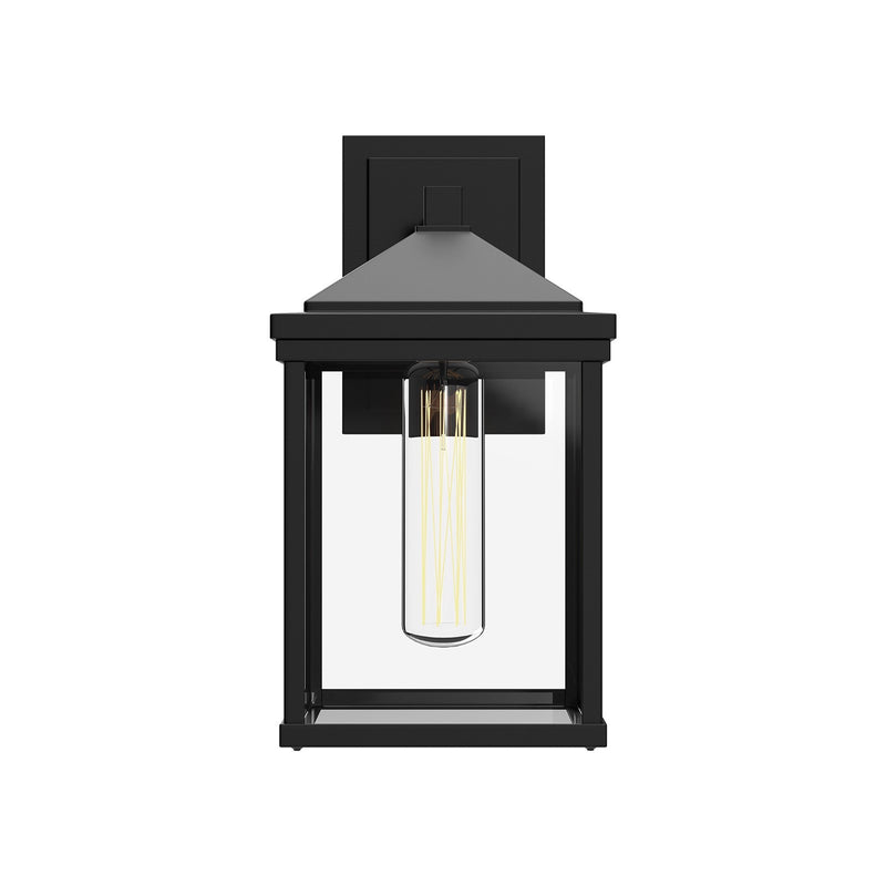 Kuzco Larchmont 6in 1-Light Exterior Wall Sconce | Clear Glass and Textured Black Aluminum | Entryway & Covered Porch | Model EW552007BKCL