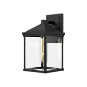 Kuzco Larchmont 6in 1-Light Exterior Wall Sconce | Clear Glass and Textured Black Aluminum | Entryway & Covered Porch | Model EW552007BKCL