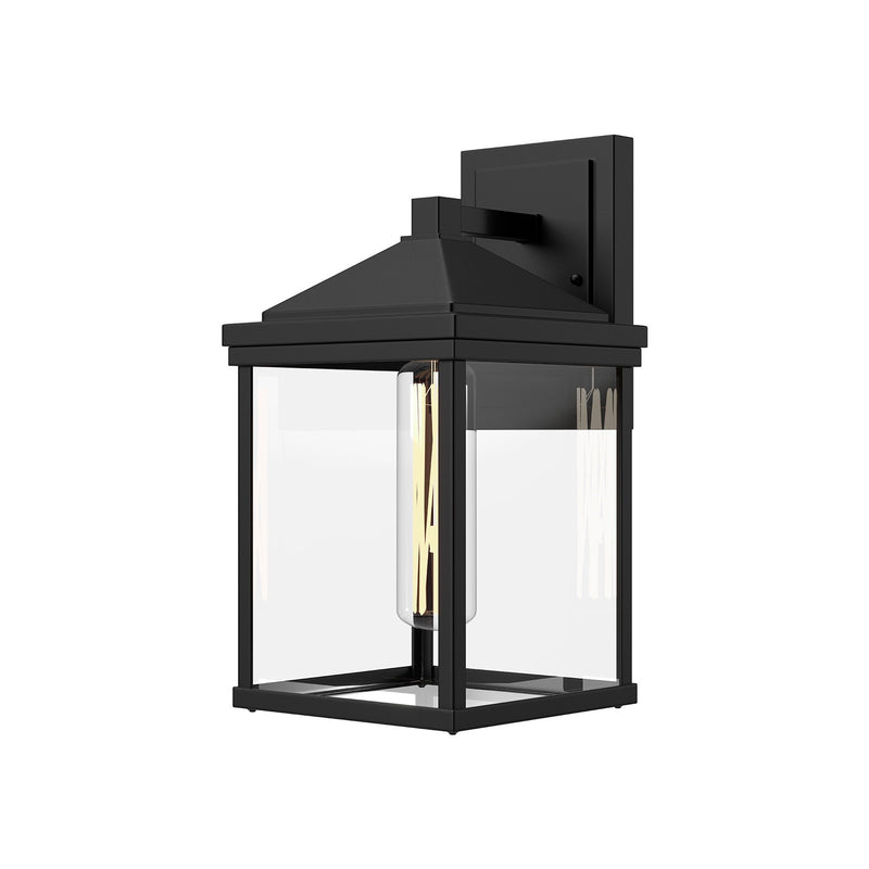 Kuzco Larchmont 6in 1-Light Exterior Wall Sconce | Clear Glass and Textured Black Aluminum | Entryway & Covered Porch | Model EW552007BKCL