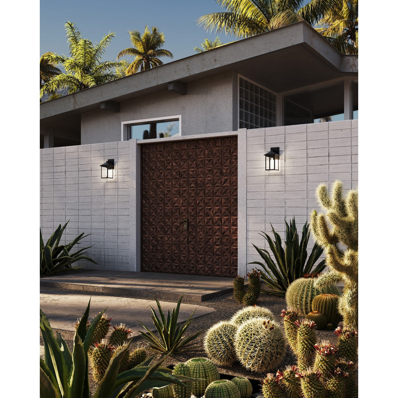 Kuzco Larchmont 6in 1-Light Exterior Wall Sconce | Clear Glass and Textured Black Aluminum | Entryway & Covered Porch | Model EW552007BKCL