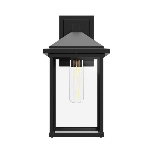 Kuzco Larchmont 9in 1-Light Exterior Wall Sconce | Clear Glass and Textured Black | Covered Patio & Entryway | Model EW552009BKCL