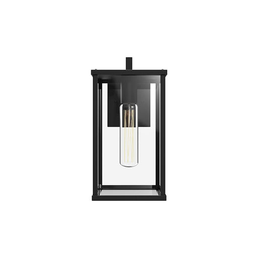 Kuzco Brentwood 12in 1-Light Outdoor Sconce | Modern Textured Black Aluminum and Clear Glass | Covered Patio & Entryway | Model EW652505BKCL