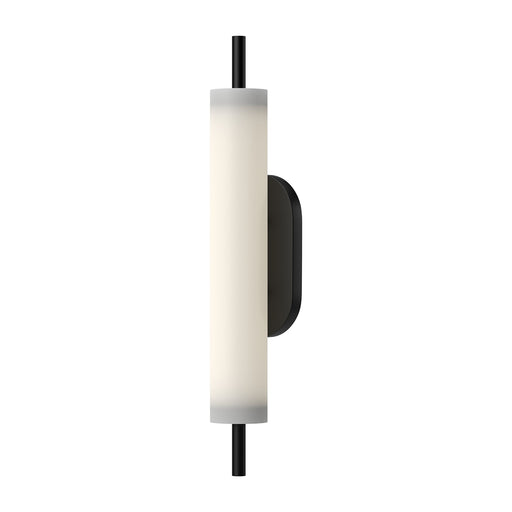 Kuzco Estes 24in 1-Light Outdoor Wall Sconce | Modern Black Aluminum and Opal Glass | Covered Patio & Entryway | Model EW72724-BK