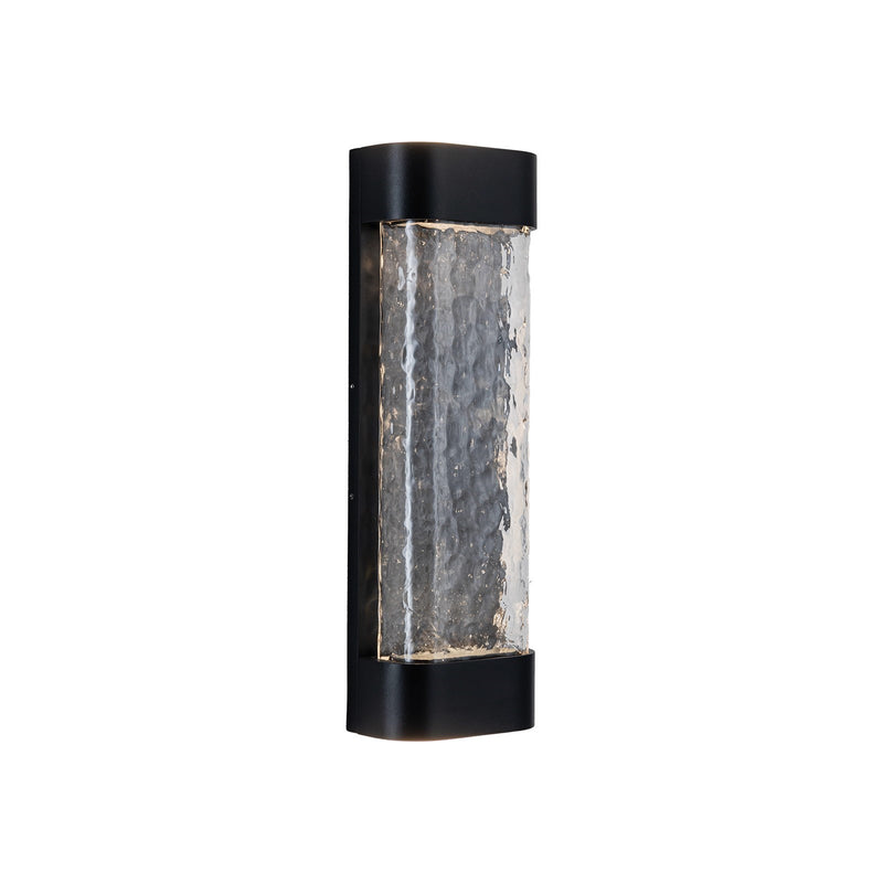 Kuzco Moondew 18in LED Exterior Wall Sconce | Black Aluminum and Water Glass | Covered Patios & Entryways | 18 x 6 x 3 in | Model EW75718-BK