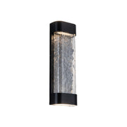 Kuzco Moondew 18in LED Exterior Wall Sconce | Black Aluminum and Water Glass | Covered Patios & Entryways | 18 x 6 x 3 in | Model EW75718-BK