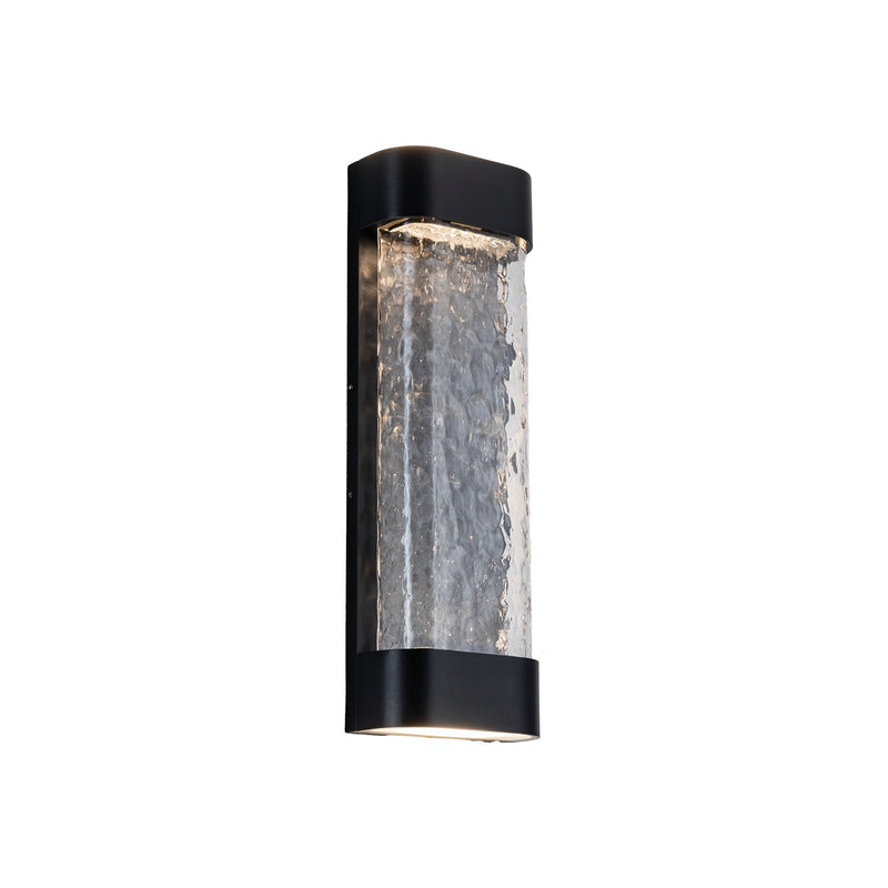 Kuzco Moondew 18in LED Exterior Wall Sconce | Black Aluminum and Water Glass | Covered Patios & Entryways | 18 x 6 x 3 in | Model EW75718-BK