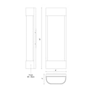 Kuzco Moondew 18in LED Exterior Wall Sconce | Black Aluminum and Water Glass | Covered Patios & Entryways | 18 x 6 x 3 in | Model EW75718-BK