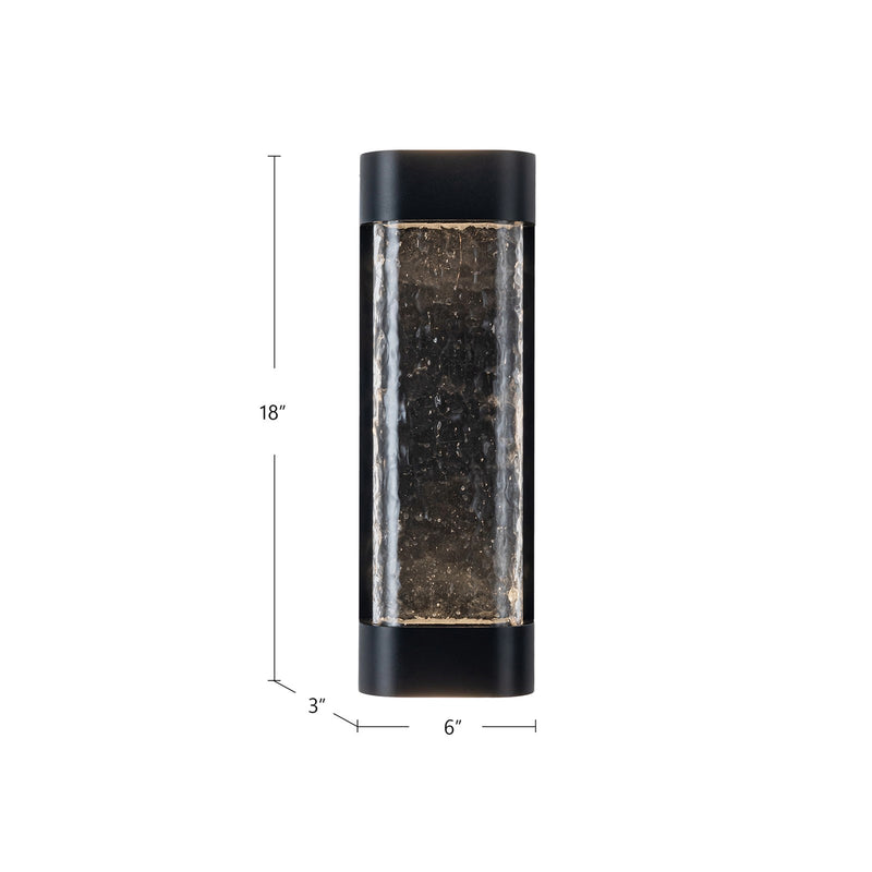 Kuzco Moondew 18in LED Exterior Wall Sconce | Black Aluminum and Water Glass | Covered Patios & Entryways | 18 x 6 x 3 in | Model EW75718-BK