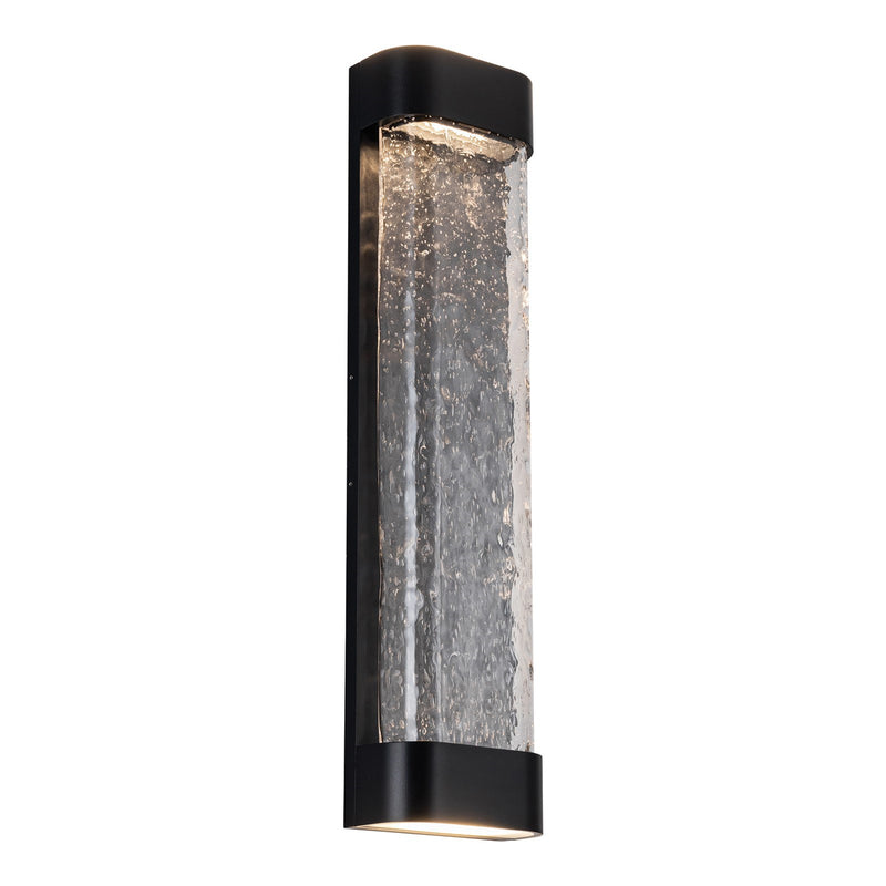Kuzco Moondew 24in LED Exterior Wall Sconce | Modern Black Aluminum and Water Glass | Covered Patio & Entryway | 6 x 24 in | Model EW75724-BK