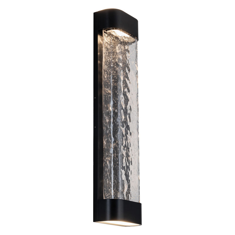 Kuzco Moondew 24in LED Exterior Wall Sconce | Modern Black Aluminum and Water Glass | Covered Patio & Entryway | 6 x 24 in | Model EW75724-BK