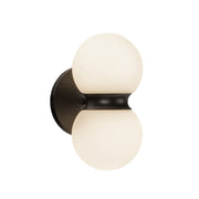 Kuzco Peri 9in 1-Light Outdoor Wall Sconce | Modern Black Aluminum and Opal Glass | Covered Patio & Entryway | Model EW77209-BK-OP