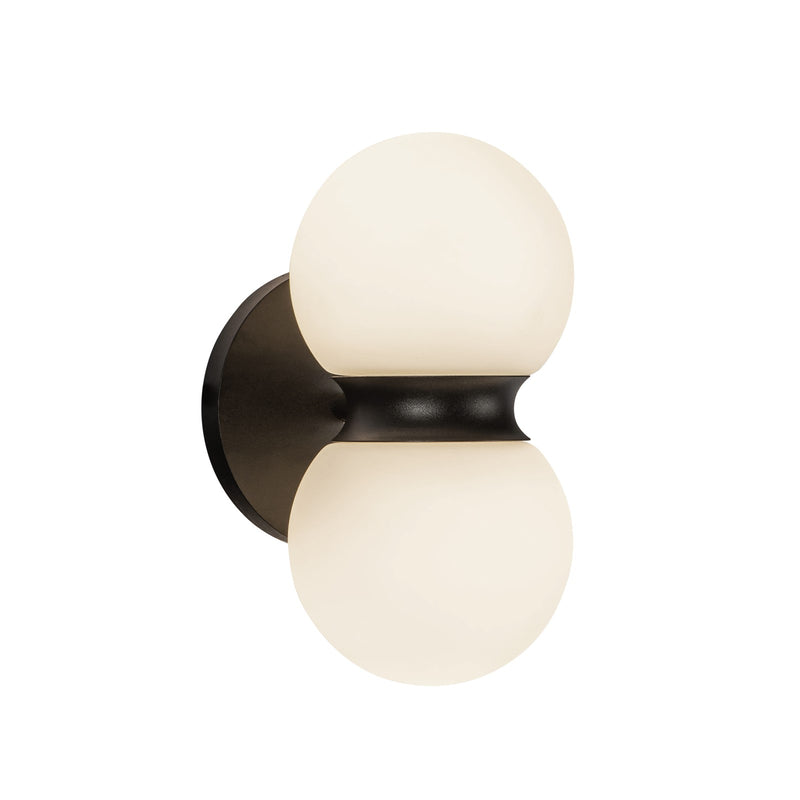 Kuzco Peri 9in 1-Light Outdoor Wall Sconce | Modern Black Aluminum and Opal Glass | Covered Patio & Entryway | Model EW77209-BK-OP