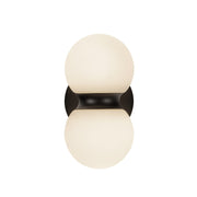 Kuzco Peri 9in 1-Light Outdoor Wall Sconce | Modern Black Aluminum and Opal Glass | Covered Patio & Entryway | Model EW77209-BK-OP