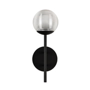 Kuzco Claremont 13in 1-Light Outdoor Wall Sconce | Modern Matte Black Aluminum and Clear Ribbed Glass | Entryway & Garage | Model EW78513-BK-CR