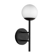 Kuzco Claremont 13in LED Outdoor Wall Sconce | Modern Black and Opal Glass | Front Door & Garage | 4.62 x 13 in | Model EW78513-BK-OP