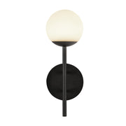 Kuzco Claremont 13in LED Outdoor Wall Sconce | Modern Black and Opal Glass | Front Door & Garage | 4.62 x 13 in | Model EW78513-BK-OP