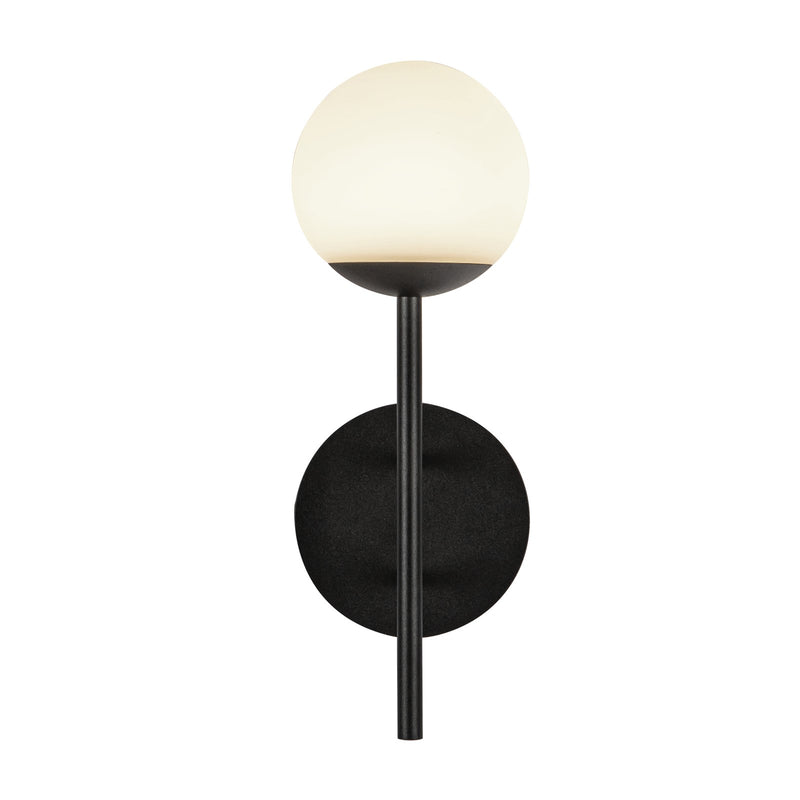 Kuzco Claremont 13in LED Outdoor Wall Sconce | Modern Black and Opal Glass | Front Door & Garage | 4.62 x 13 in | Model EW78513-BK-OP
