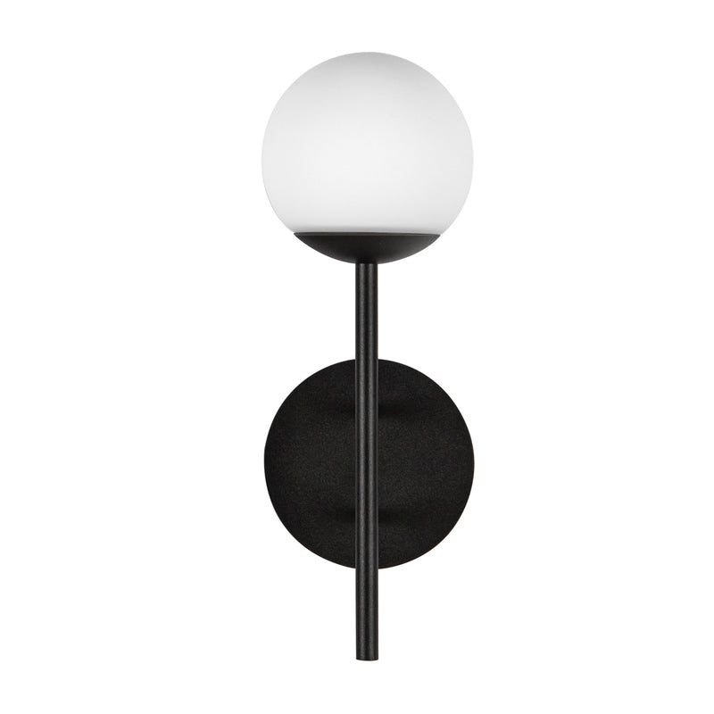 Kuzco Claremont 13in LED Outdoor Wall Sconce | Modern Black and Opal Glass | Front Door & Garage | 4.62 x 13 in | Model EW78513-BK-OP