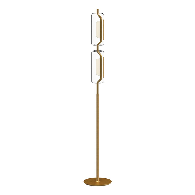 Kuzco Hilo 63in LED Floor Lamp | Modern Brushed Gold Aluminum and Clear Glass | Living Room & Bedroom Ambient Light | 1445lm 3000K | Model FL28563-BG