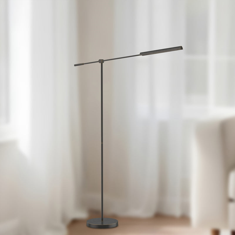 Kuzco Astrid 55in LED Floor Lamp | Mid-Century Modern Urban Bronze and Clear Glass | Living Room & Reading Nook | 630lm 2700K | Model FL316655UBMS