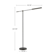 Kuzco Astrid 55in LED Floor Lamp | Mid-Century Modern Urban Bronze and Clear Glass | Living Room & Reading Nook | 630lm 2700K | Model FL316655UBMS