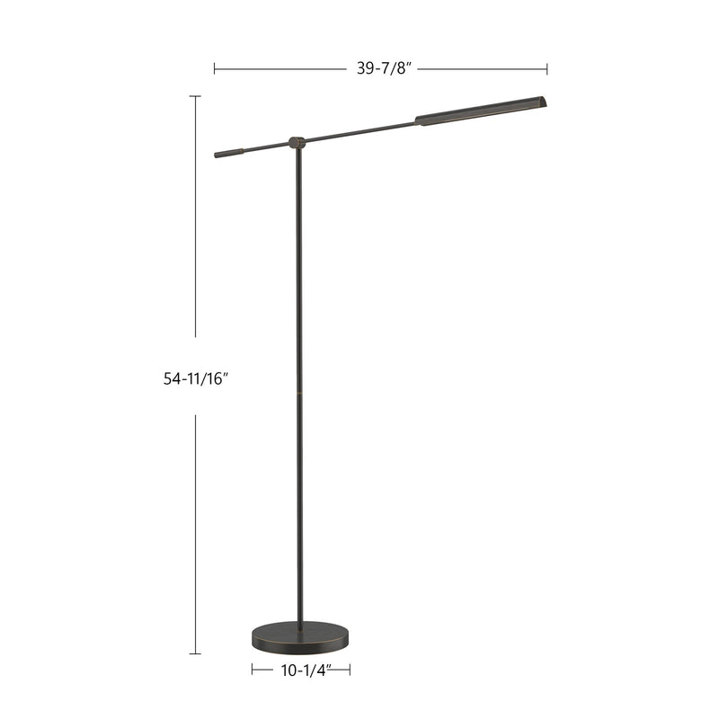Kuzco Astrid 55in LED Floor Lamp | Mid-Century Modern Urban Bronze and Clear Glass | Living Room & Reading Nook | 630lm 2700K | Model FL316655UBMS