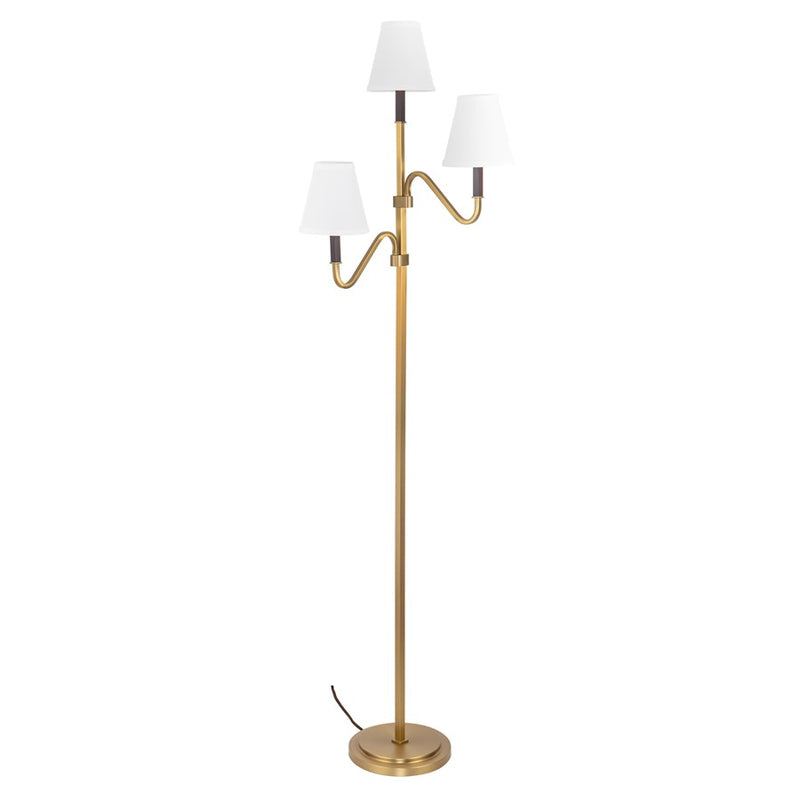 Kuzco Sloan 68" Gold Floor Lamp, Brushed Gold/White Linen