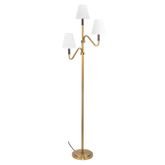 Kuzco Sloan 68" Gold Floor Lamp, Brushed Gold/White Linen