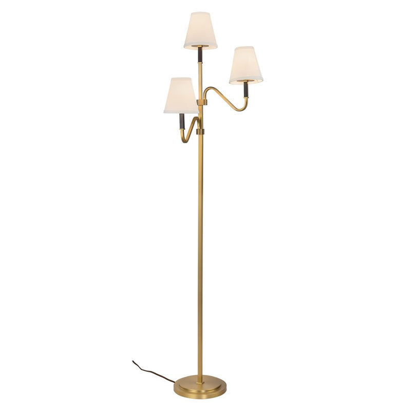 Kuzco Sloan 68" Gold Floor Lamp, Brushed Gold/White Linen