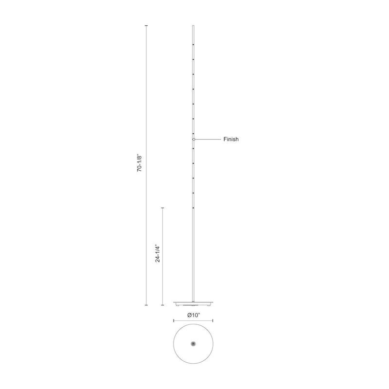 Kuzco Reeds 10in LED Floor Lamp | Minimalist Black Metal | Living Room & Bedroom Reading Light | 70.12 in H, 1015 Lumens, 3000K | Model FL46748-BK