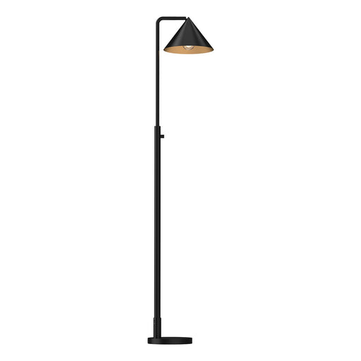 Kuzco Remy 58in Floor Lamp | Modern Matte Black Steel with Gold Interior | Living Room & Bedroom Reading Light | 9 x 12 x 58 in | Model FL485058MB