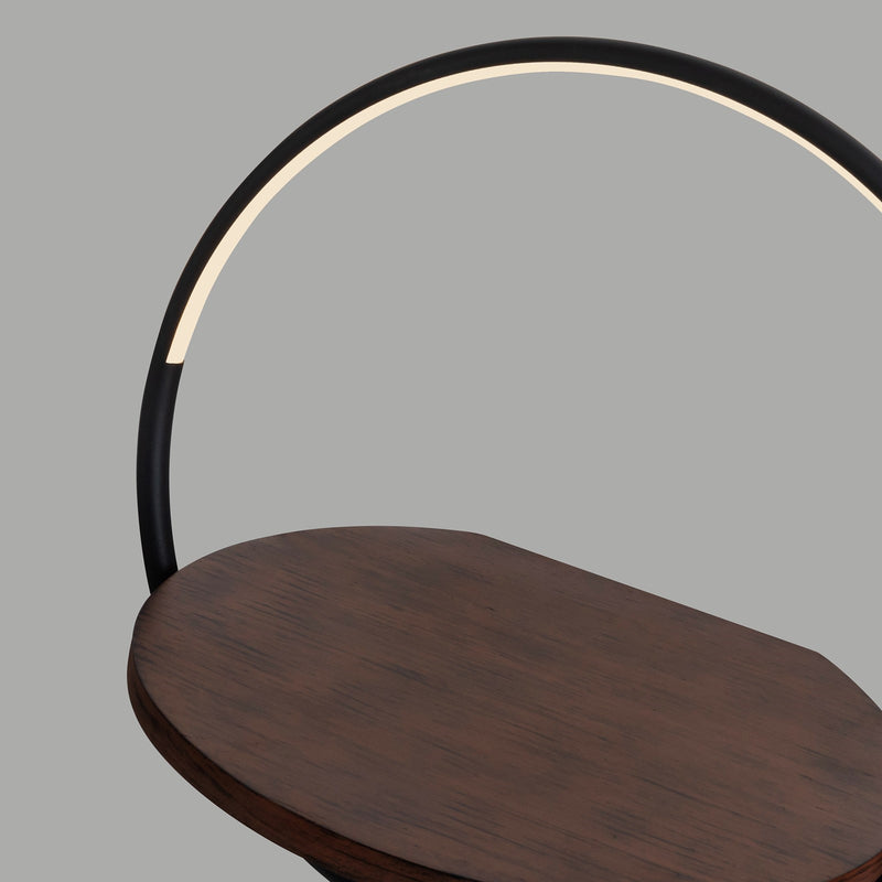 Kuzco Maya 18in LED Floor Lamp | Modern Black Steel and Walnut Wood with White Silicone | Bedroom & Living Room Leaning Lamp | Model FL83818-BK-WT
