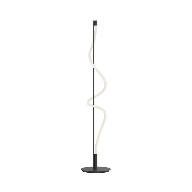 Kuzco Cursive 60in LED Floor Lamp | Modern Black Metal and Frosted Acrylic Diffuser | Living Room & Bedroom Ambient Light | Model FL95360-BK