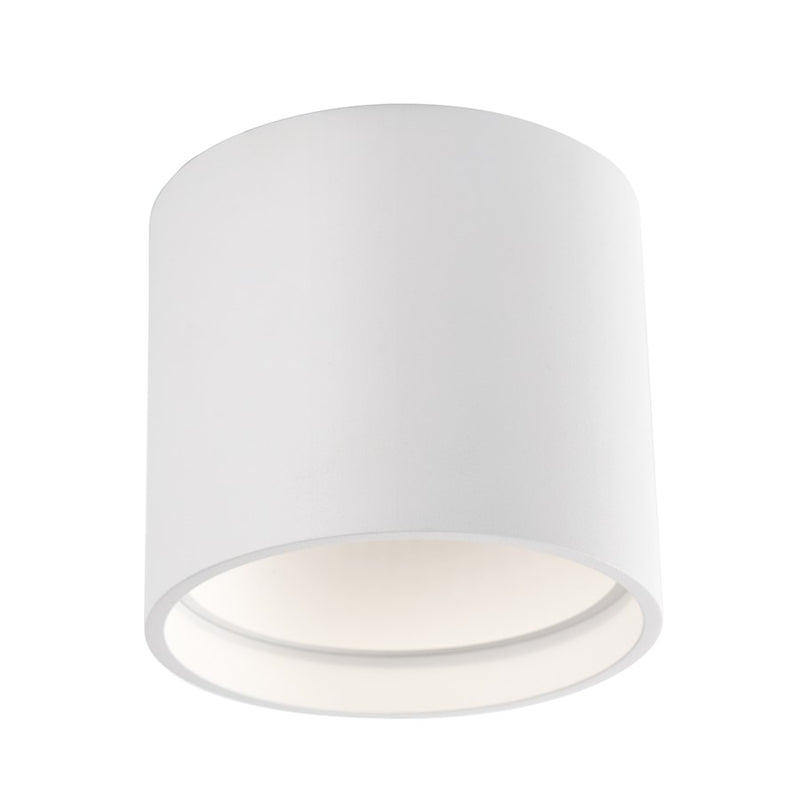 Kuzco Falco LED Flush Mount | Modern White and Clear Acrylic Lens | Bedroom & Hallway | 1100lm 3000K Dimmable | Model FM10605-WH